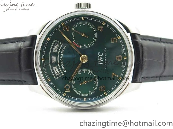 MIROTIME 1230 Portuguese Real PR Real Annual Calendar IW503510 ZF 1:1 Best Edition Green Dial on Black Leather Strap A QuickDry 7097